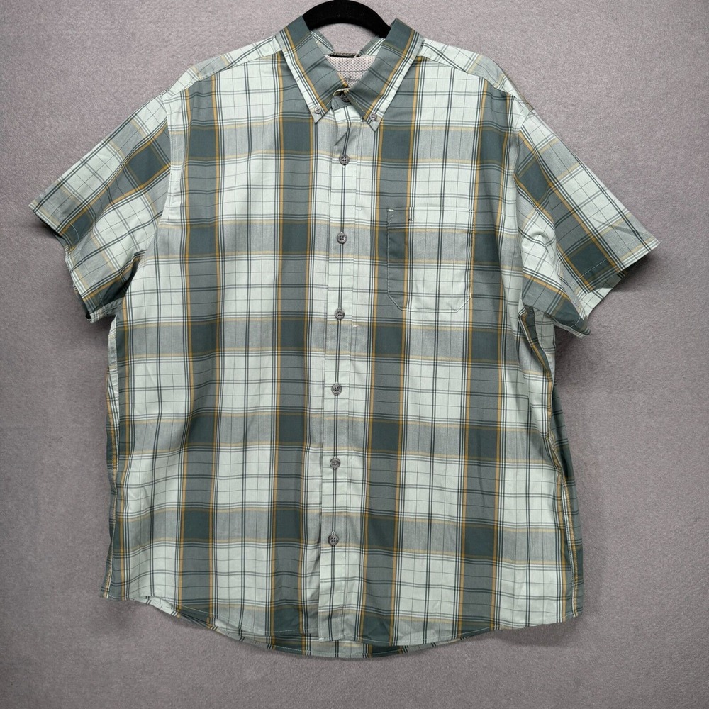 Eddie Bauer Green and Yellow Plaid Short-Sleeve Button-Down Shirt